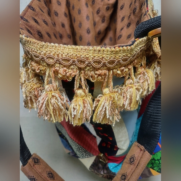 Bag Tote Weekender Shoulder One Of A Kind Patchwork Lined Fringe Tassels - Picture 3 of 12